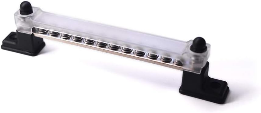 12 Terminal Bus Bar - 150A Bus Bar Block & Cover for Ground Distribution for Car Boat Marine Power Distribution Terminal Block w/ 12 Screws + 2 Studs