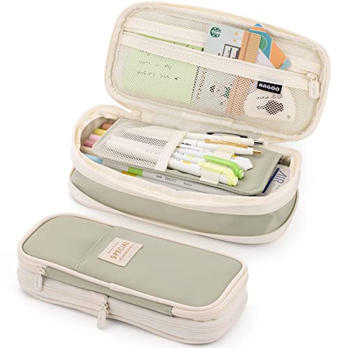 Image of Niwlix Large Capacity Pencil Pouch Box for Girls & Boys Aesthetic Stationery Pouch for School Kids College Students, Pouches for School Girls (Green)