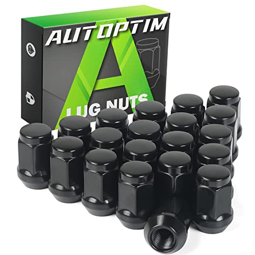 Image of AUTOPTIM M12x1.5 Lug Nuts - Replacement for Ford Fusion Focus Escape, Chevy Equinox Malibu, Jeep Compass Patriot, Honda Accord Civic, Sonata Elantra Aftermarket Wheel, 20PCS Black Closed End Lug Nut