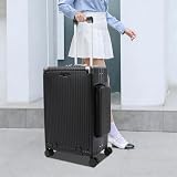Dokiiovo Bagaż podręczny z kieszenią na laptopa, twarda obudowa z zamkiem szyfrowym, obudowa PC i aluminiowa rama, walizka podróżna z 4 kółkami, 1 otwór przedni i 2 otwory boczne, czarny, 24 Zoll