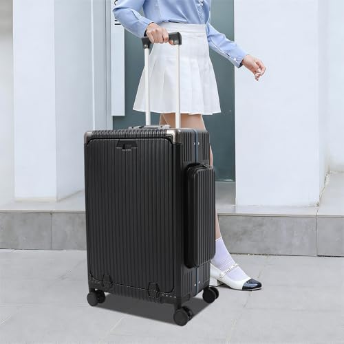 RUETERY Bagaż podręczny, 24", walizka podróżna na laptopa o przekątnej ekranu 16-17", ze strukturą otwierania 3 w 1, ciche podwójne kółka 360°, funkcja ładowania USB i typu C, zamek szyfrowy