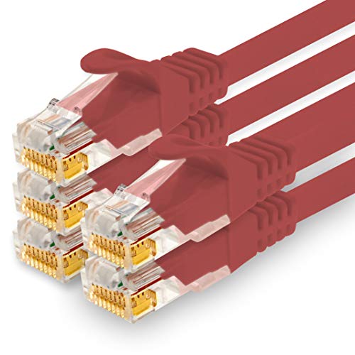 1CONN, 10m network cable, Ethernet, Lan & patch cable for maximum internet speed & connects all devices with RJ 45 socket red
