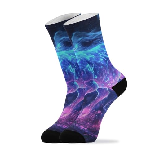 SyXIOP Blue Cow Fashion crew socks running casual wicking womens crew socks (2-Pair)