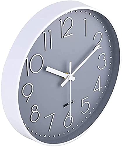 Image of TEKCOOL Plastic Digital Wall Clock 12 inch Silent Quartz Decorative Non-Ticking Classic Clock Battery Operated Round Easy to Read for Room /Home /Kitchen /Bedroom /Office /School- (Grey);