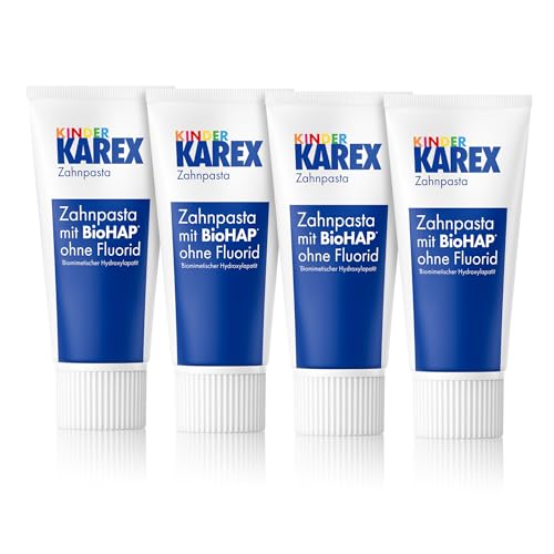 Kinder KAREX Zahnpasta – 4 x 50 ml - Kariesschutz für Kinder bis 6 Jahren – mit BioHAP, ohne Fluorid – Zahnschutz ab dem ersten Milchzahn