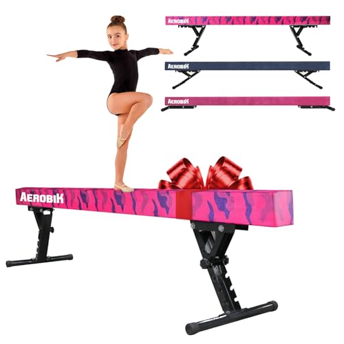 Original Cup Aerobik Poutre de Gymnastique Rose & Violette pour Enfants | Hauteur Réglable sur 5 Niveaux 16,5 à 56,5 cm | Montage...