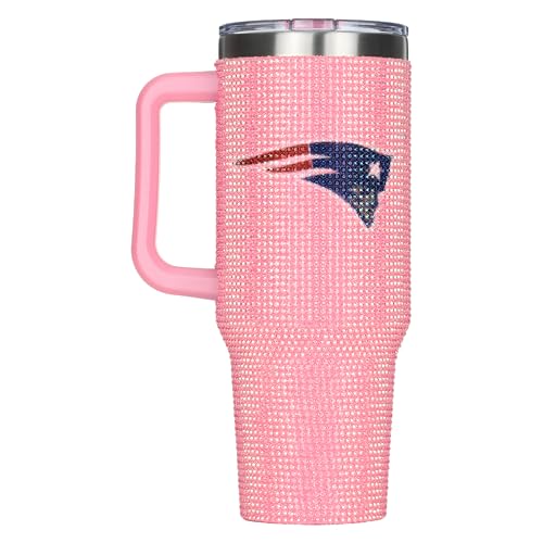 Image of The Memory Company Officially Licensed 40oz Pink Bling Game Day Tumbler, New England Patriots