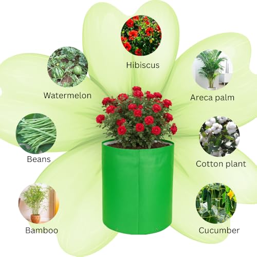 Image of HDPE UV Treated 340 GSM Plant Growing Bags for Terrace Gardening Easy to Use 15 x 15 Inch - Pack of 5