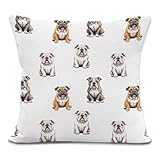 Yorhifa English Bulldog Pillow Covers 18x18 Inches, Dog Lover Owners Gifts Decorative Pillowcase Cases, Gifts for English Bulldog Owner Lovers Throw Pillow Covers for Couch Sofa Home Room Decor