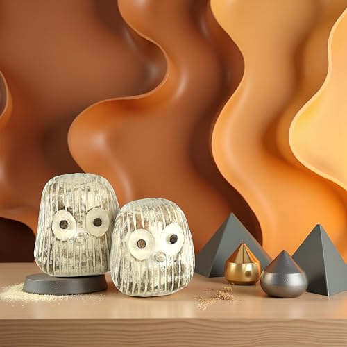 Estatua decorativa búho nocturno, set de 2 piezas miniatura 7