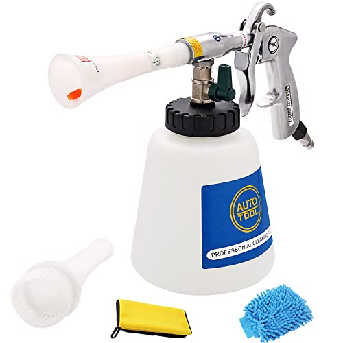 Pistola de Limpieza Autos, Pulverizadora Lavado- Limpieza para Interior Coche Equipo Pulso Aire Alta Presión 6~9,2 Bar con Boquilla y Botella Lavado limpiadores Interiores
