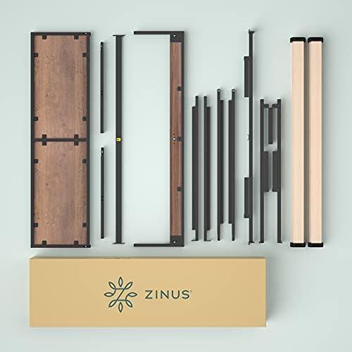 ZINUS Mory 30 cm Metal and Wood Platform Bed Frame with Split Headboard | Wood Slat Support | Easy Assembly | King | Brown
