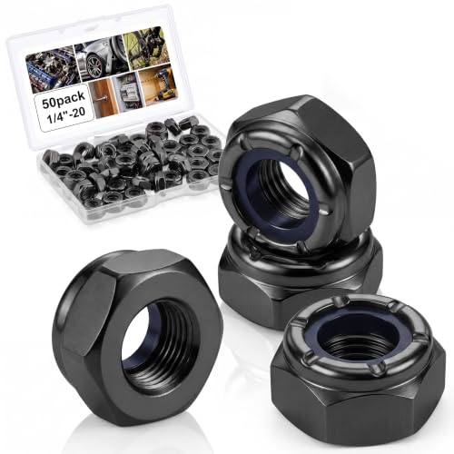 Image of Shimeyao 50 Pack 1 /4-20 Thin Nylon Insert Lock Nuts,Black