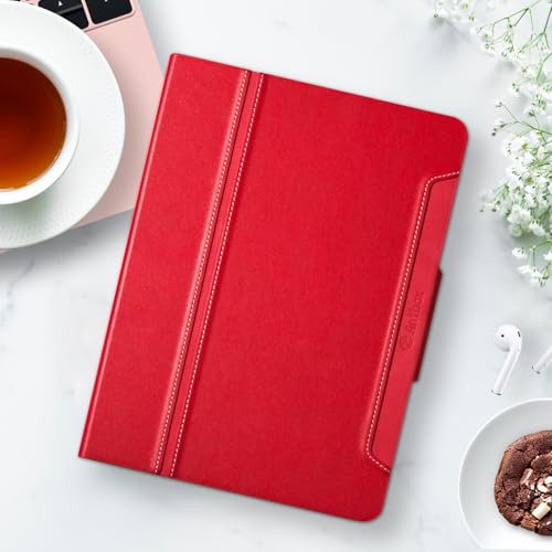 Image of Antbox for iPad Pro 11 Inch Case M5 2025 /M4 2024 Vegan Leather, Red | Built-in Pencil Holder, Fully Supports Pencil Pro /USB-C, Auto Sleep /Wake Function