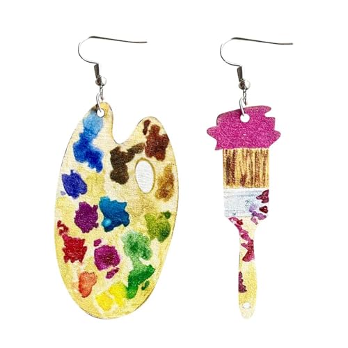 Pendientes de Navidad, Papá Noel, enano, muñeco de nieve, rojo, negro, cuadros, luces de coche, árbol, talla única, Madera