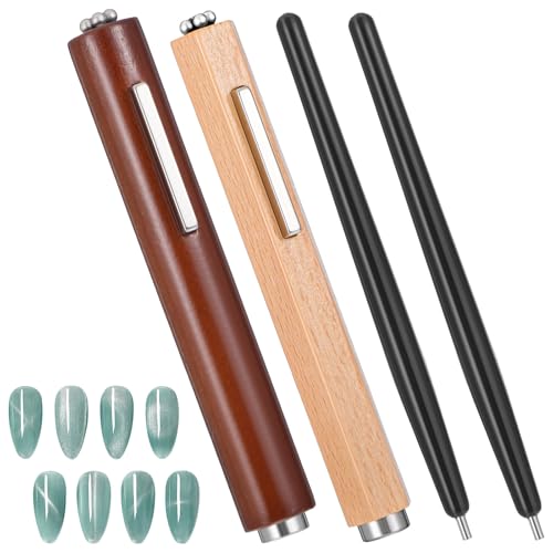 Heclia 4 Pcs Professional Cat Eye Nail Art Kit 3-in-1 Magnetic Tool with Magnetic Pen for Gel Polish Create Stunning Cat Eye Effect for DIY Manicures Salon Nail Designs Professional Artists