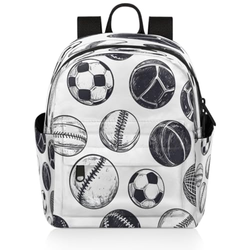 Football Basketball Volleyball Hand Drawing Backpack for Women Large Capacity with Adjustable Pressure Relief Strains Lightweight Travel Backpack for Work Travel Casual Gifting2