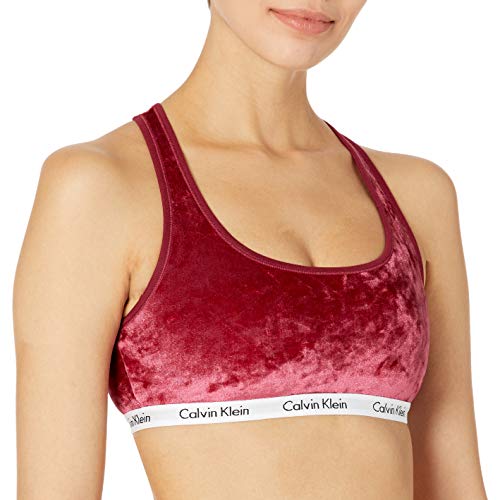 Calvin Klein Women's Motive Cotton Bralette, Raspberry, S