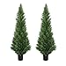 Two 4 Foot Artificial Topiary Cedar Trees Potted Indoor Outdoor Plants