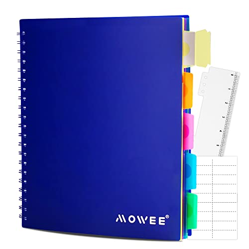 Image of Spiral Notebook - 5 Subject Notebook, College Ruled Notebook With Dividers Pocket, Tabs Label, 11 inch Ruler, 200 Pages, for Writing Journal, Home & Office, School Supplies, 8.5''x11''Blue | 200 Pages, 11 inch Ruler, 8.5 inchx11 inch Blue, Pocket Dividers with Tab Labels, for Writing Journal, Home, Office & School Supplies