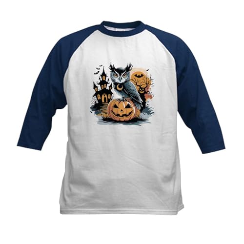 CafePress Halloween Owl and Pumpkin Delight Kids Baseball T Shirt Kids Cotton Baseball Jersey, 3/4 Raglan Sleeve Shirt