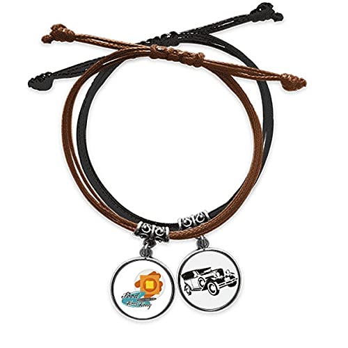 Bracelet en cuir motif minibus de Hong Kong, cordon de haute qualité tressé main