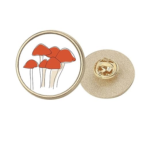 Broche champignon en métal doré taille M avec épingle de fixation renforcée