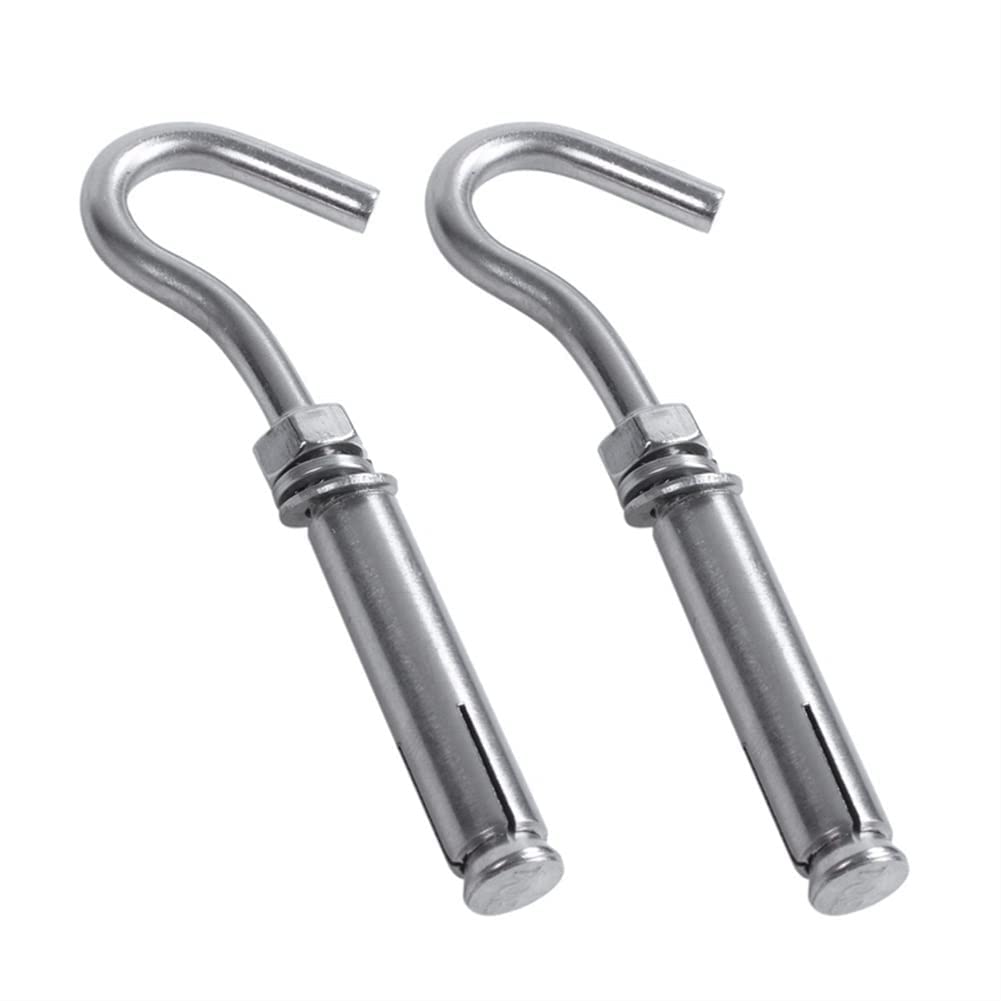 Tornillos para hormigón, pernos de expansión, paquete de 5 tornillos de expansión de acero inoxidable M6 304, gancho de copa abierta, pernos de arco, gancho de expansión, color único