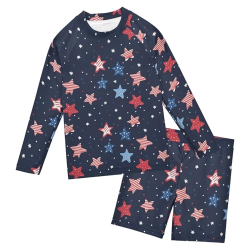 July 4th Independence Day Star Baby Boys' Toddler Long Sleeved Rashguard Swim Bathing Suit Set B0404570