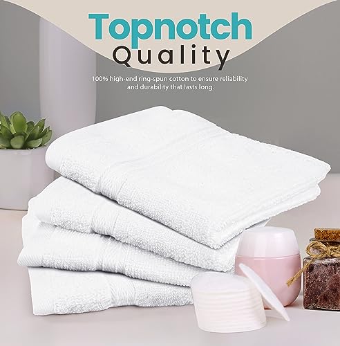 Image of Towel and Linen Mart 100% Cotton- Wash Cloth Set -Pack of 4,Quick Dry,Luxurious,Absorbent,Soft Feel Spa & Hotel Perfect for Daily Use (12X12 White)