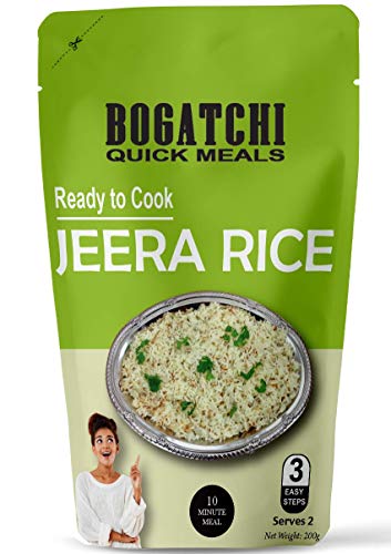 Image of BOGATCHI Quick Meals - Ready to Cook Authentic JEERA Rice - 200 g, Ready to Eat Meal, Delicious and Tasty Instant Meal, 100% Natural Ingredients, No Preservatives, No Artificial Flavours & Colours