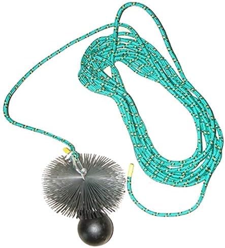 rg-vertrieb Kaminbesen Schornsteinbesen Kehrbesen Zugbesen Rußbesen aus Federstahl + Zugseil PP-Seil + Zuggewicht 3,2kg Set Größe wählbar (Besen 20cm, Zugseil 10m)