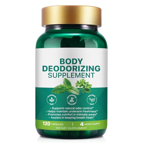 Chlorophyll Capsules - Body Deodorizing Supplement - Natural Internal Odor Control - with Chlorophyllin, Parsley and Peppermint - for Skin, Breath and Body Health - 4 Month Supply - 120 Caps