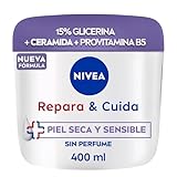NIVEA Repara & Cuida Crema hidratante corporal, facial y para manos (1 x 400 ml), crema hidratante 72 h con glicerina y pantenol, para piel seca y sensible, sin perfume