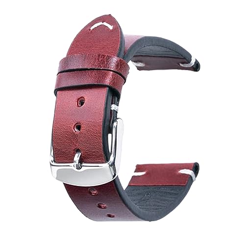 Chlikeyi Correas de reloj de piel de becerro 18-22mm Estilo de pulsera Correa de reloj de pulsera, Rojo, 22 mm