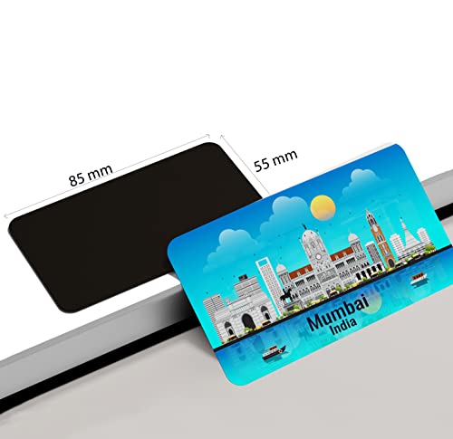 Image of dhcrafts Rectangular Rubber Fridge Magnet /Magnetic Card Blue India Mumbai Design Pack of 1 (8.6cm x 5.4cm)