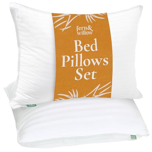 Fern and Willow Premium Bed Pillows - Set of 2, 26'x20' -...