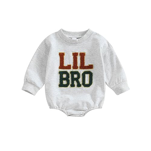 Image of FOCUSNORM Toddler Baby Boy Outfit Newborn Infant Clothes Embroidery Sweashirt Romper Long Sleeve Onesie Mamas Boy Clothes