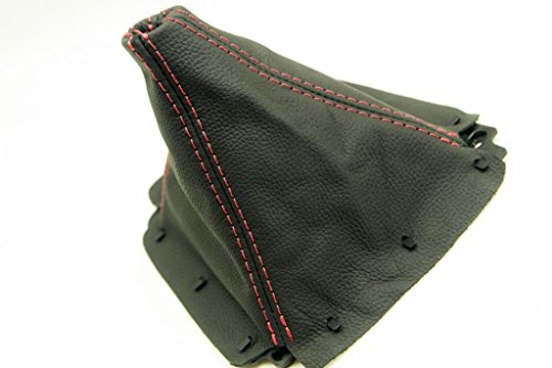 kar designers Fits 1999-2004 Mazda Miata MX5 Real Black Leather Manual Shift Boot with Red Stitching. (Leather Part Only)