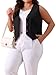Agnes Orinda Plus Size Linen Vest for Women Sleeveless Lined Waistcoat Vest Top with Pockets Fashion Casual Fall 2024 2X Black