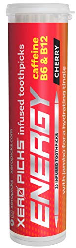 Xero Picks ENERGY Infused Flavored Toothpicks with Caffeine, B12, and B6-20 Picks (Cherry)