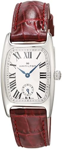 Hamilton Watch American Classic Boulton Small Second Swiss Quartz Watch 23.5mm x 27.4mm Case, White Dial, Red Leather Strap (Model: H13321811)