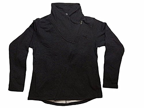 Veste Puma asymétrique femme zippée French Terry gris foncé taille moyen