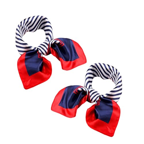Lufdegim 2 Stück Nautische Quadratische 50×50cm Gestreift Matrosen-Halstuch, Imitierter Seidenschal rot blau und weiß Matrosen Kostüm zubehör Damen Herren Lufdegim 2 Stück Nautische Quadratische 50×50cm Gestreift Matrosen-Halstuch, Imitierter Seidenschal rot blau und weiß Matrosen Kostüm zubehör Damen Herren