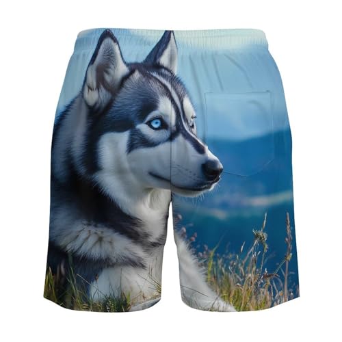 Alaskan Husky Print Mens Swim Trunks with Quick-Drying Lining Beach Shorts for Outdoor Sports4