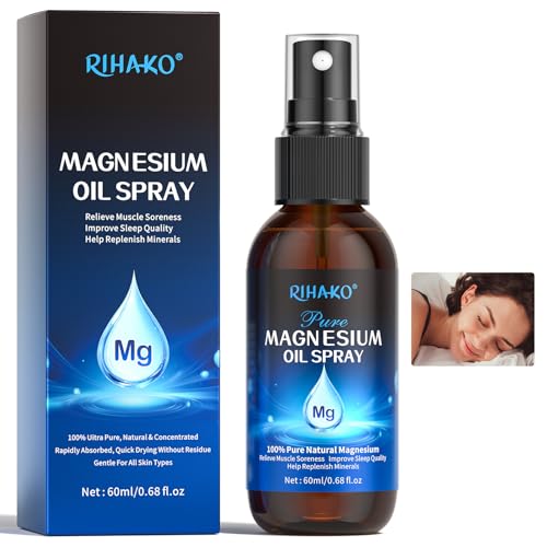 Espray de aceite de magnesio puro, aceite de magnesio 100% orgánico para los pies, eficaz para aliviar los músculos, spray de magnesio tópico natural puro para dormir, fácil de absorber y usar, seguro