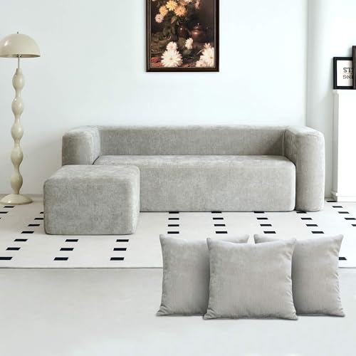 Modern One-Piece Foam Sofa with Ottoman, No Assembly Required, Ergonomic
