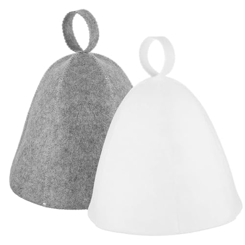 LEDMOMO 1セット フェルトサウナハット 帽子 再利用可能な女性用シャワーキャップ. 黒のバケットハット 屋外サウナ サウナヒーター バスルームのバスハット 家庭用バスキャップ 感じた 2個