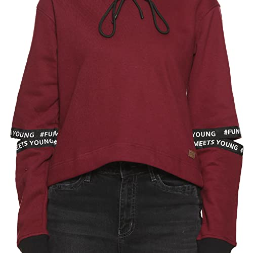 Image of Campus Sutra Cotton Women High Neck Sweatshirt
