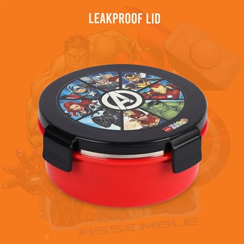 Image of CELLO Kidzbee Pluto Mighty Heroes Insulated Kids Lunch Box, Black | Silicone Food-Grade Seal Lid | 3D Touch & Feel Designs Tiffin | Leak Proof & Secure 4 Sided Click Locks | Ideal for School & Picnic